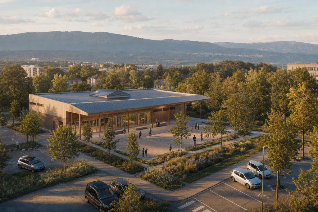 Visualisation d'architecte du projet Parc sportif du Censuy